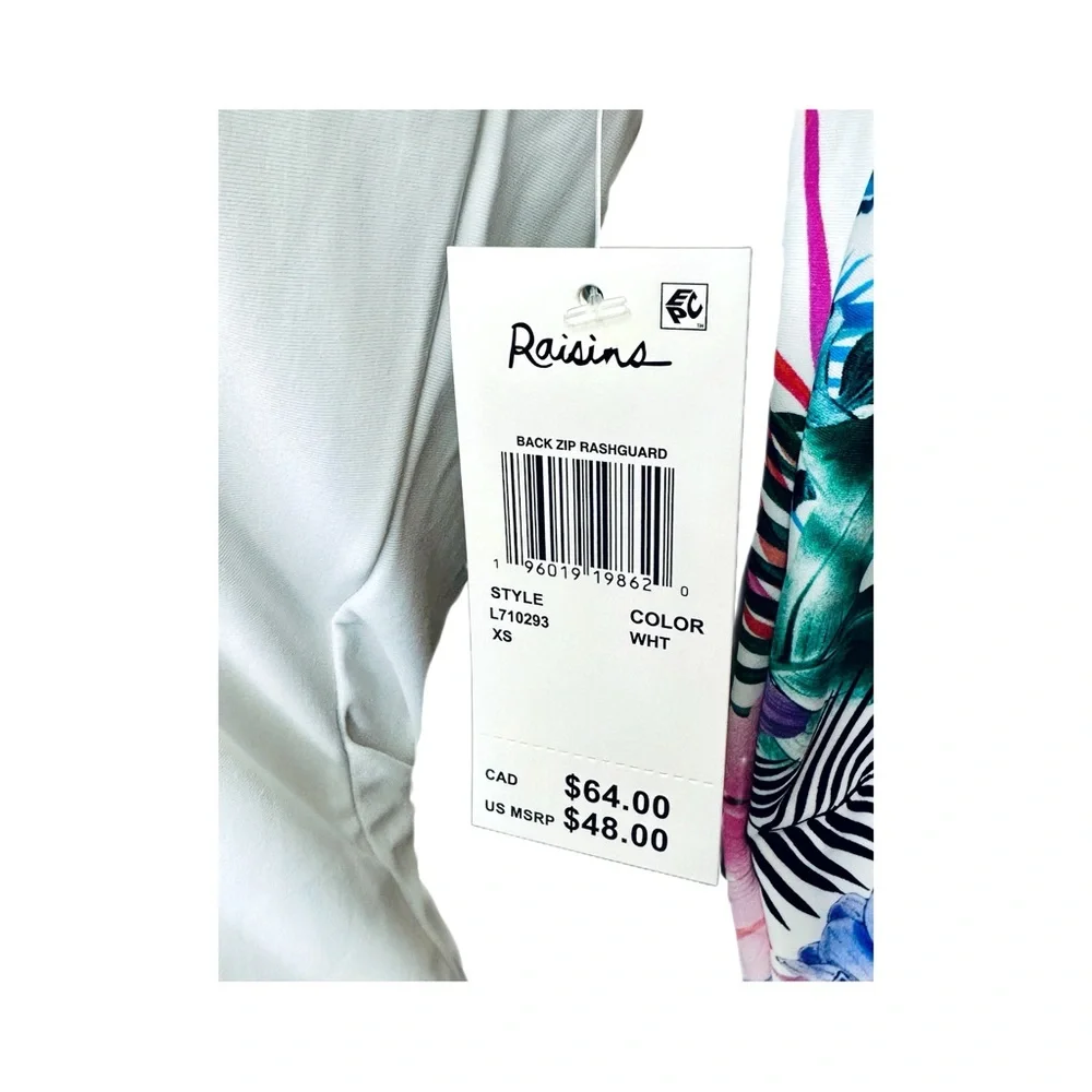 Raisins Rash Guard, Zip-Back, Long Sleeved UVP Vieques Swim Shirt. XS - Picture 10 of 13